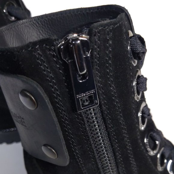 ZADIG VOLTAIRE Boots Womens 7 -7.5 Black Suede Joe Lace up Boots *PRIMO* - Picture 7 of 9